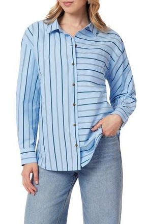 Scotch & Soda Oversize Button-Up Shirt in Cerulean Multi Pinstripe at Nordstrom Rack, Size X-Small