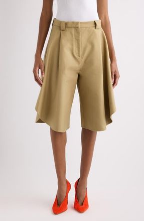Balenciaga Tulip Pleated Bermuda Shorts in 2602 Camel at Nordstrom, Size 6 Us