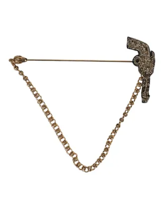 Dolce & Gabbana Revolver-Embossed Gold Brass Brooch - Gold