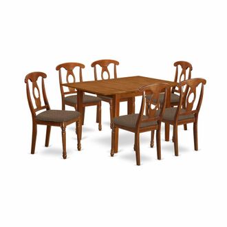 East West Furniture MLNA7-SBR-C 7 Pc dinette set for small spaces- Tables and 6 Kitchen Dining Chairs