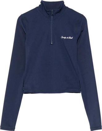 Sporty & Rich Truien & Vesten, Dames, Blauw, L, Quarter-zip Turtleneck