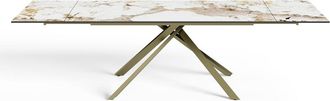 Sia Home Mesa de comedor extensible 8-10 personas Pandora patas doradas 180 cm