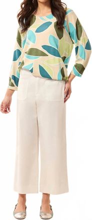 Tribal Twill Wide Leg Ankle Pant In White