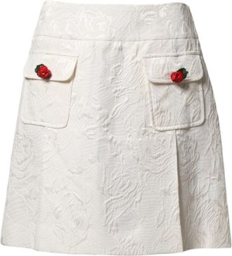 Dolce & Gabbana High Waist Mini Skirt - Dames - Korte rokken - Wit - S - Katoen - Rokken