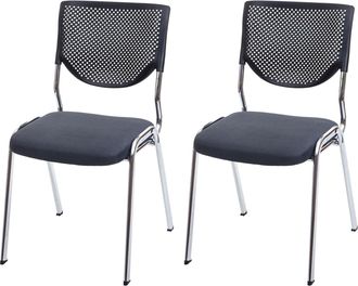 Hhg Hhg - Nunca Usado] Juego De 2 Sillas De Visita T401, Silla De Conferencia Apilable, Tela/textil, Asiento Gris Oscuro, Patas Cromadas
