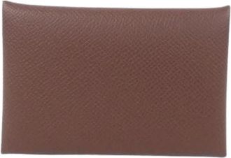 Herm&egrave;s Pre-owned Card Case - Dames - Vintage Accessoires - Bruin - ONE Size - Leer - Vintage