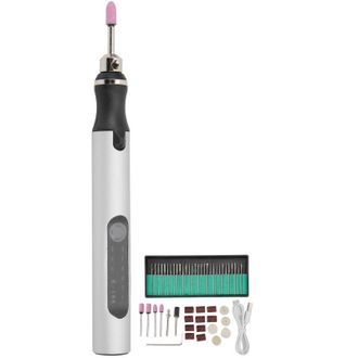 OEM Micrograbador El&eacute;ctrico Mini, Kit De Herramientas De Grabado Por Vibraci&oacute;n Diy, Accesorios Para Quitar U&ntilde;as, Color Plata-crezuo