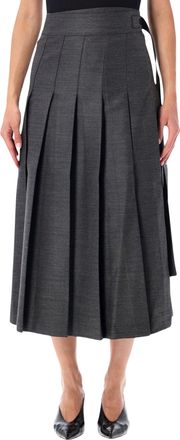 R&oacute;he Pleated Wrap Wool-Blend Midi Skirt