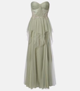 Costarellos Vestido de fiesta cors&eacute; de tul adornado