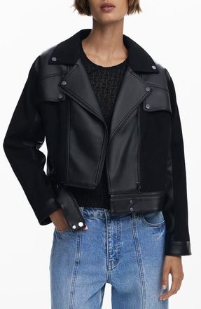 Desigual Faux Leather Moto Jacket in Black at Nordstrom, Size Medium