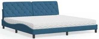 vidaXL Vidaxl - Cama Con Colch&oacute;n Terciopelo Azul Oscuro 200x200 Cm