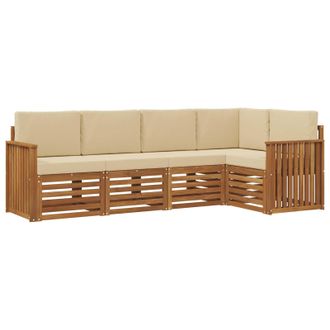 vidaXL Conjunto De Sof&aacute; Seccional Con Coj&iacute;n 5 Pcs Natural Y Beige Vidaxl