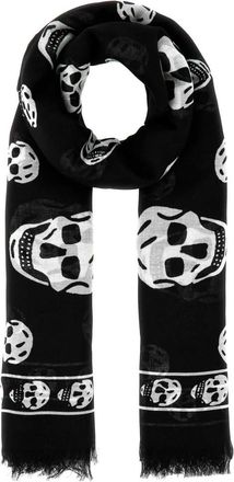 Alexander McQueen Black Printed Chiffon Scarf