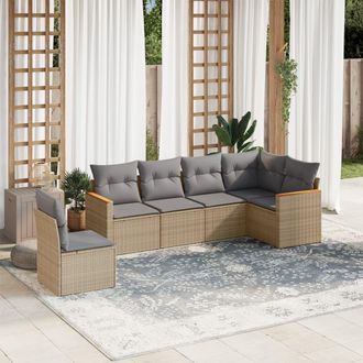 vidaXL Vidaxl - Juego De Sof&aacute;s Jard&iacute;n Con Cojines Beige Mezcla 6 Pzas Rat&aacute;n Pe