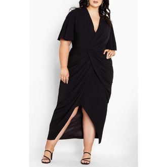 City Chic Braelynn High-Low Maxi Dress in Black at Nordstrom, Size Xxxs