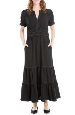 Max Studio Tiered Crepe Maxi Dress in Black-Black at Nordstrom Rack, Size X-Small