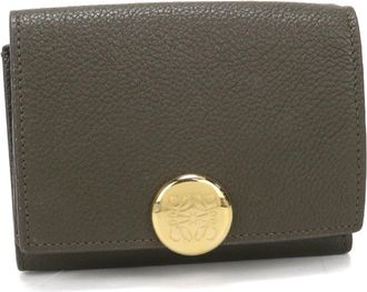 Loewe Khaki Leather Wallet (Tri-Fold) (Pre-Owned)