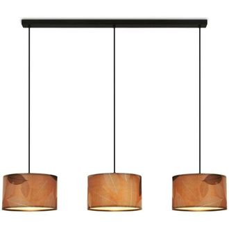 Briloner Lampada a sospensione Briloner Mata, decorazione a foglie, 3 luci, stile boho, attacco E27, color caff&egrave;, 110 x 25 x 120 cm