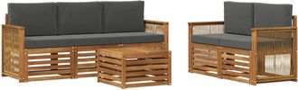 vidaXL Conjunto De Sof&aacute;s De Exterior 6 Uds. Natural Y Antracita Vidaxl