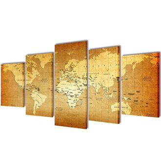 vidaXL Vidaxl - Set Decorativo De Lienzos Para La Pared Modelo Mapamundi, 200 X 100 Cm