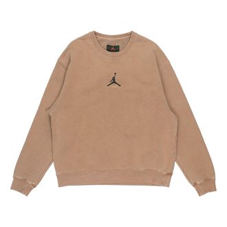 Nike Jordan Mens Air Jordan As J Flt Hrtg Flc Crew Embroidered Logo Sports Knit Pullover Round Neck Autumn Beige DO2308-256