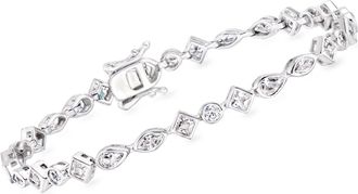 Ross-Simons Multi-Shaped CZ Bracelet in Sterling Silver