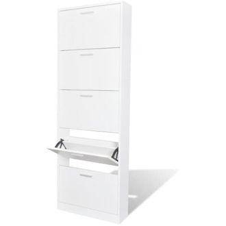 vidaXL vidaXL White Wooden Shoe Cabinet with 5 Compartments