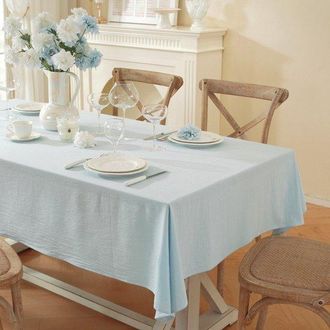 No Brand Mantel - Mantel De Algod&oacute;n - Mantel Liso - Sencillo Y Fresco - Ideal Para Camping, Picnics Y Decoraci&oacute;n De Bodas - 132 X 180 Cm - Azul Claro