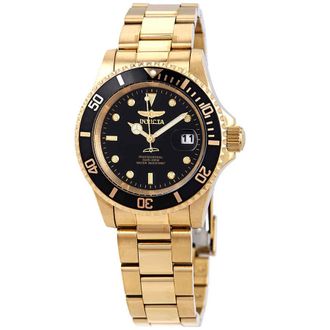 Invicta Pro Diver Gold-tone Black Dial 40 mm Mens Watch 26975