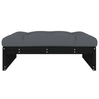 Berkfield Home Beautiful Garden Footstool Black 120x80 cm Solid Wood Pine