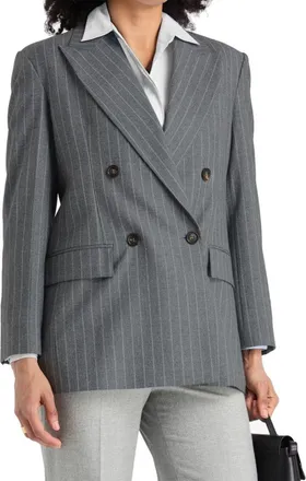 Brunello Cucinelli Womens Gray Virgin Wool Blazer Clothing