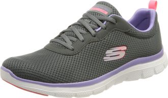Skechers Womens Flex Appeal 4.0 Brilliant View Sneaker, Charcoal Mesh Lavender Trim, 6.5 UK