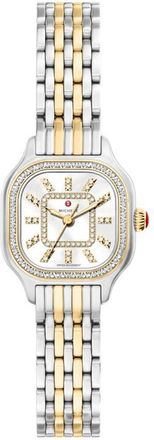 Michele Mini Meggie Mother-of-Pearl & Diamond Bracelet Watch, 23mm x 25mm in Two Tone at Nordstrom