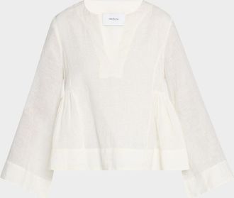 Merlette Mystica Ruched Linen Blouse