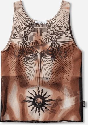 Jean Paul Gaultier Women s Re-Edition Safe Sex Tattoo Top Black