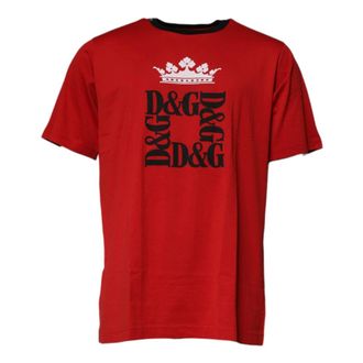 Dolce & Gabbana Camiseta de algod&oacute;n con cuello redondo y logo de corona rojo - Tops - Hombre - Rojo - S