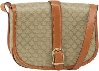 Celine Pre-owned Vintage macadam schoudertas - Dames - Vintage Schoudertas - Beige - ONE Size - Leer - Vintage