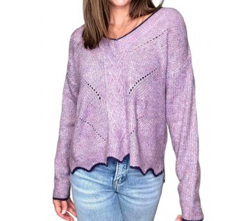 Hem & Thread Oakley Sweater Pullover In Grape