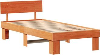 vidaXL Bed Frame with Headboard Wax brown 100 x 200 cm Solid pine wood Vidaxl