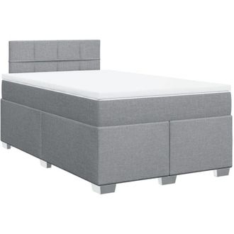 vidaXL Cama Box Spring Con Colch&oacute;n Tela Gris Claro 120x200 Cm Vidaxl