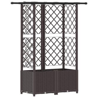 vidaXL Cama Elevada Con Trellis Y Techo Marr&oacute;n 124 X 40 X 138 Cm Pp Vidaxl