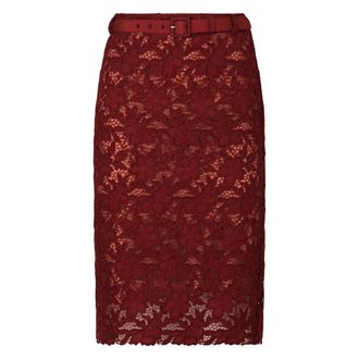 Self Portrait Midi Skirts, female, Red, XS, Fitted Lace Skirt