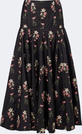 Agua Bendita Nacar embroidered cotton poplin maxi skirt