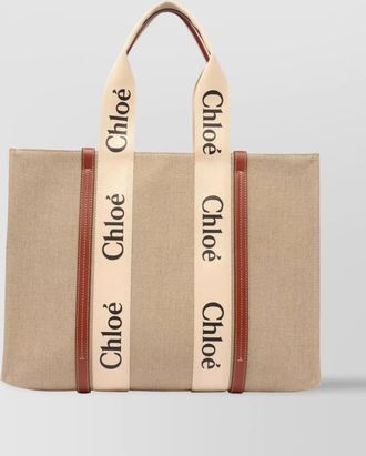 Chlo&eacute; woody linen tote bag