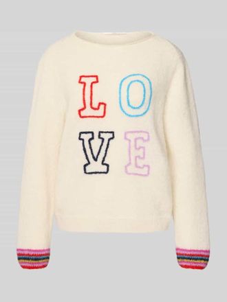 Lanius Lanius Strickpullover aus Alpaka-Mix mit Stitching in Ecru, Größe 34