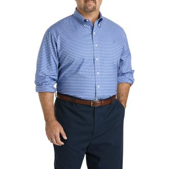 Brooks Brothers Big & Tall Non-Iron Gingham Sport Shirt in Navy Blue at Nordstrom, Size 2X Big