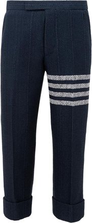Thom Browne Blauwe Tweed Broek - Heren - Straight fit broeken - Blauw - M - Tweed - Broeken