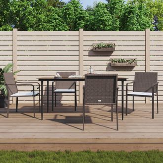 vidaXL Vidaxl - Sillas Jard&iacute;n Y Cojines 4 Uds Rat&aacute;n Sint&eacute;tico Marr&oacute;n 56x59x84cm