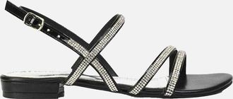 XY London Womens XY London Womens/Ladies Orla Diamante Strappy Summer Flat Sandals - Silver - Size: 7