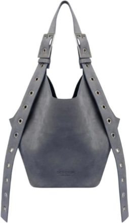 Dondup Shoulder Bags, female, Blue, Size: ONE SIZE Small Split Leather Hobo Bag